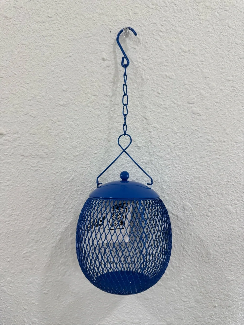 Set of 3 Colorful Metal Mesh Hanging Bird Feeders Red Blue Yellow